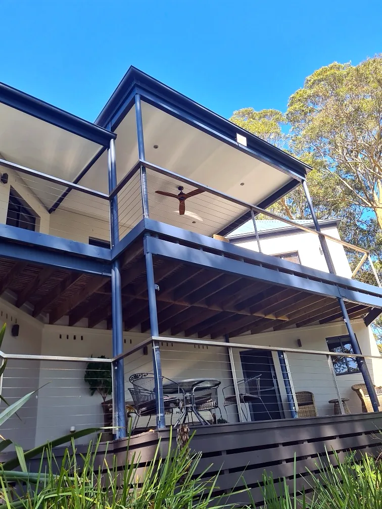 Elevated deck and exterior freshly painted